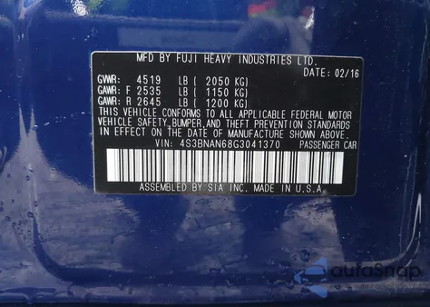 2016 Subaru Legacy 2.5I Limited z USA, uszkodzony, nr VIN 4S3BNAN68G3041370